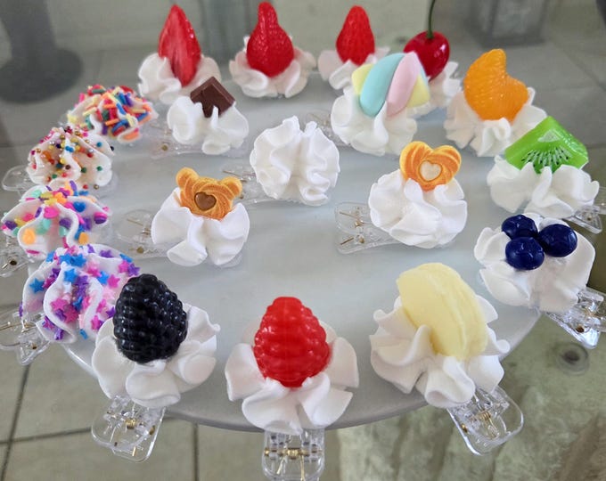 whipped cream and fruit hair clips!