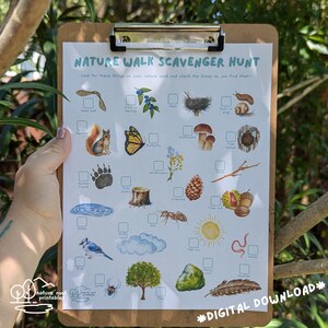 Nature Walk Scavenger Hunt Printable Activity, Nature Printable, Preschool or Elementary Learning Treasure Hunt, Outdoor Science for Kids image 2