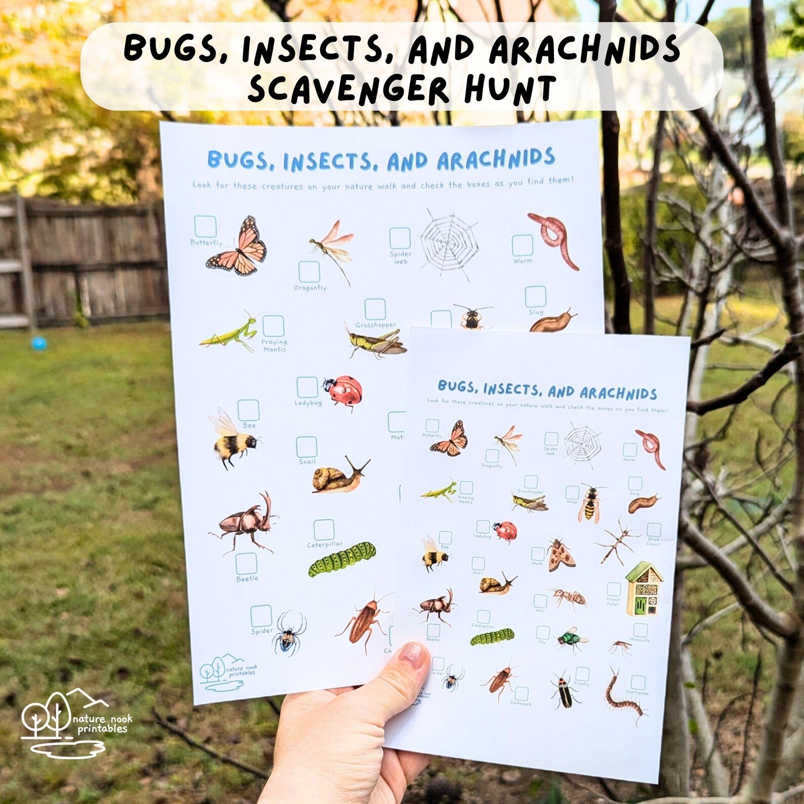 Bug Insect and Arachnid Scavenger Hunt, Printable Camping Games ...