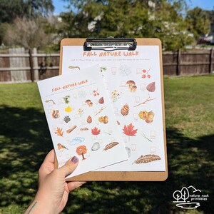 Autumn Fall Nature Walk Scavenger Hunt for Kids, Nature Learning, Fall Unit Study, Outdoor Printable Treasure Hunt, Preschool and Elementary
