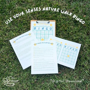 Outdoor Sensory Activity Bingo, Nature Walk Scavenger Hunt, Homeschool Printable, Camping Activities Game, Nature Learning, Hiking for Kids