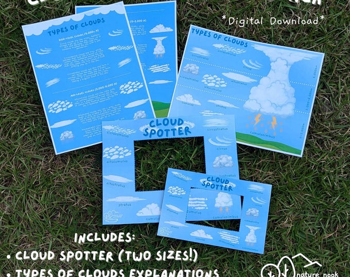 12 Cloud Type 3-part Montessori Cards, Cloud Cards for Kids, Cloud ...