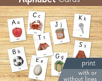 Alphabet Cards | D'Nealian font Montessori Print | ABC Flashcards