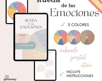 Emotions Wheel in SPANISH | Printable Digital Download | Feelings Wheel | Journaling | Mental Health | Therapy Tools