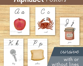 Alphabet Posters | Montessori Cursive | for Classrooms and Homeschool Rooms | A4 standard size