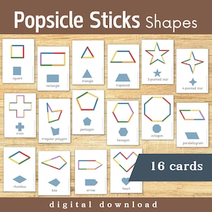 Popsicle Sticks Shapes Activity Cards | Toddlers, Preschoolers & Kindergarten | Fine Motor Skills