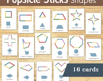 Popsicle Sticks Shapes Activity Cards | Toddlers, Preschoolers & Kindergarten | Fine Motor Skills