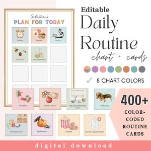 Editable Kids Daily Routine Cards Bundle | Visual Schedule | Routine Chart for Children and Toddlers | Daily Rhythm