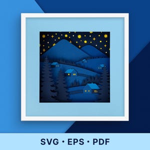 Karpatennacht 3D-papierkunst – gelaagde schaduwdoossjabloon voor cricut en handwerk | SVG-sjabloon | DIY-muurdecoratie | Handgemaakt cadeau
