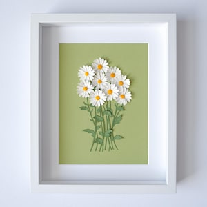 Handcrafted Framed Paper Art &quot;Daisies&quot; – 3D Floral Wall Decor & Gift (265x215x30 mm)