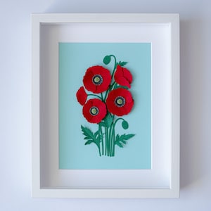 Handcrafted Framed Paper Art &quot;Poppies&quot; – 3D Floral Wall Decor & Gift (265x215x30 mm)