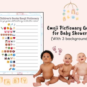 Baby Shower Emoji Pictionary Game, Guess That Children&#39;s Book Emoji Game, Baby Boy, Baby Girl, Gender Neutral, Digital Download