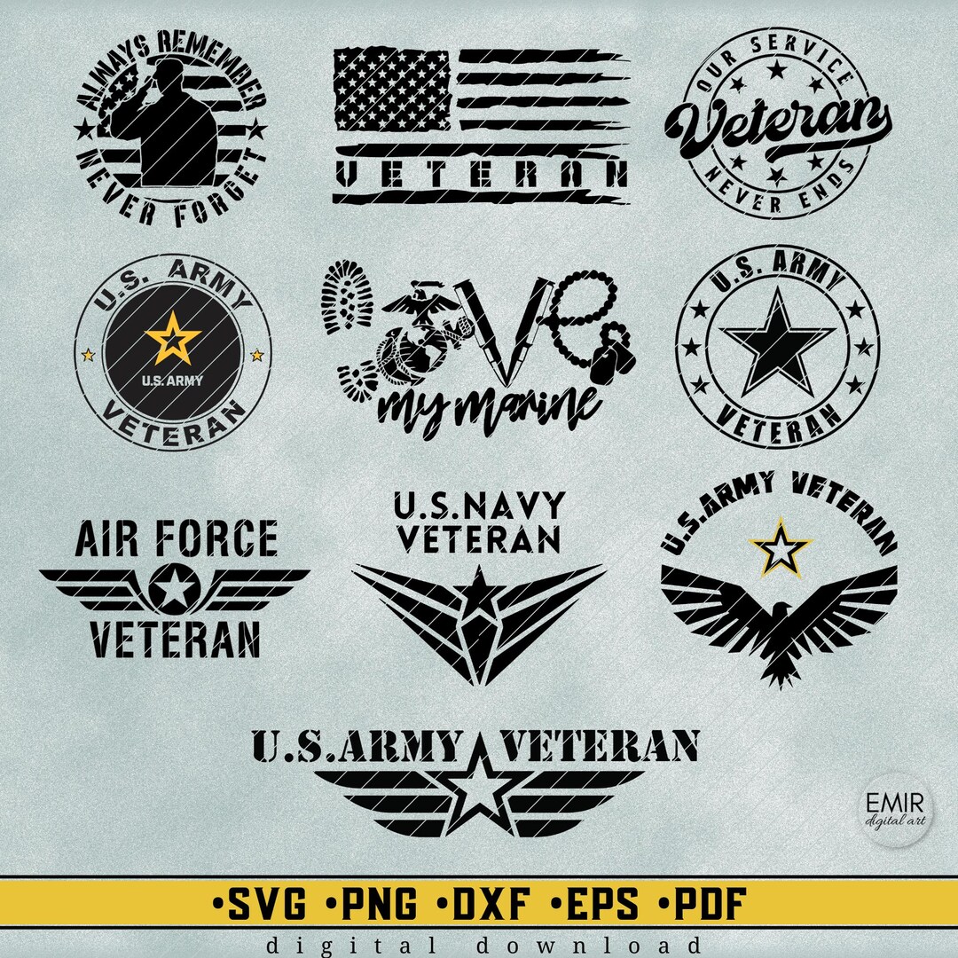 Us Army Veteran Svg, Digital Design Bundle Army, Navy, Air Force