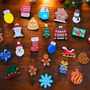 3D Printed Christmas Magnet Set: Holiday Fridge Decor - Etsy
