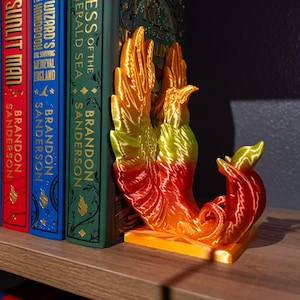 Phoenix Bookends – 3D Printed Fantasy Shelf Decor | Single or Set | Book Shelf Decor | Fantasy Decor | DnD Decor | Mythical Book Holder Gift