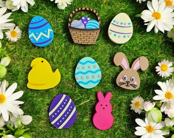 3D Printed Easter Magnet Set: Bunny, Eggs, Chick, Basket