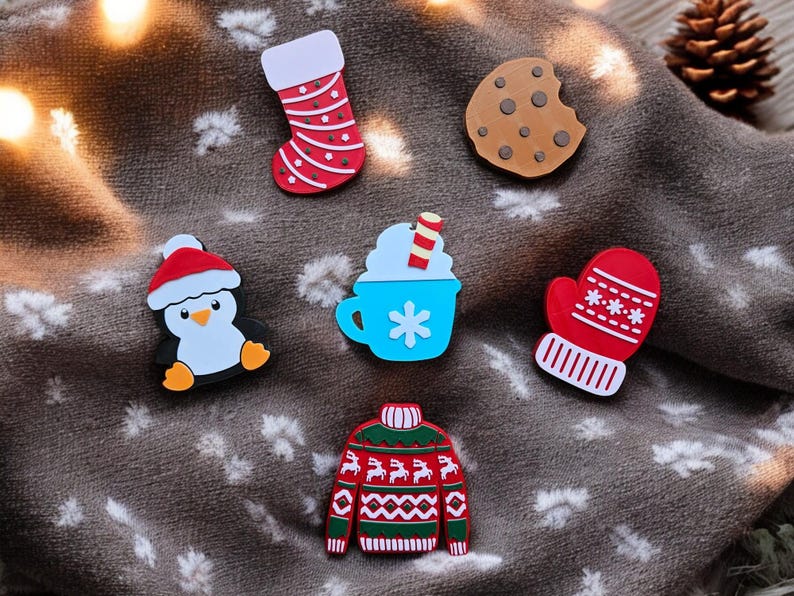 3D Printed Christmas Magnet Set: Holiday Fridge Decor - Etsy Australia