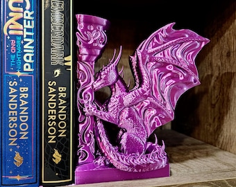 3D-geprinte boekensteunen draken: fantasieplankdecor, DnD-cadeau