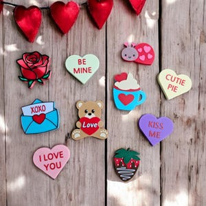 Imanes para el refrigerador de San Valentín - Imán de pizarra blanca impreso en 3D - Regalo de San Valentín - Corazón de caramelo, rosa, insecto del amor, osito de peluche, carta de amor