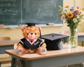 Oso de peluche personalizado para graduación 2025: recuerdo con nombre bordado