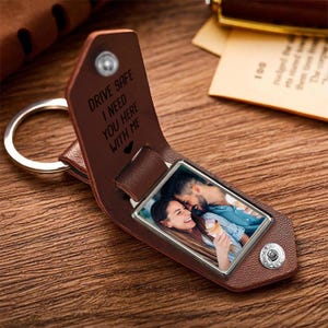 Llavero de cuero personalizado para hombre, llavero con foto personalizada, regalo de San Valentín para él, llavero grabado, regalo de cumpleaños, muestra de amor.
