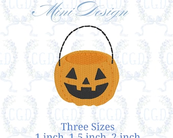 Mini pumpahink Jack O'Lantern-huvud i satin, tätt, motivfylld maskinbroderidesign, nedladdningsfil i tre storlekar Cotton Gin Digitalizing