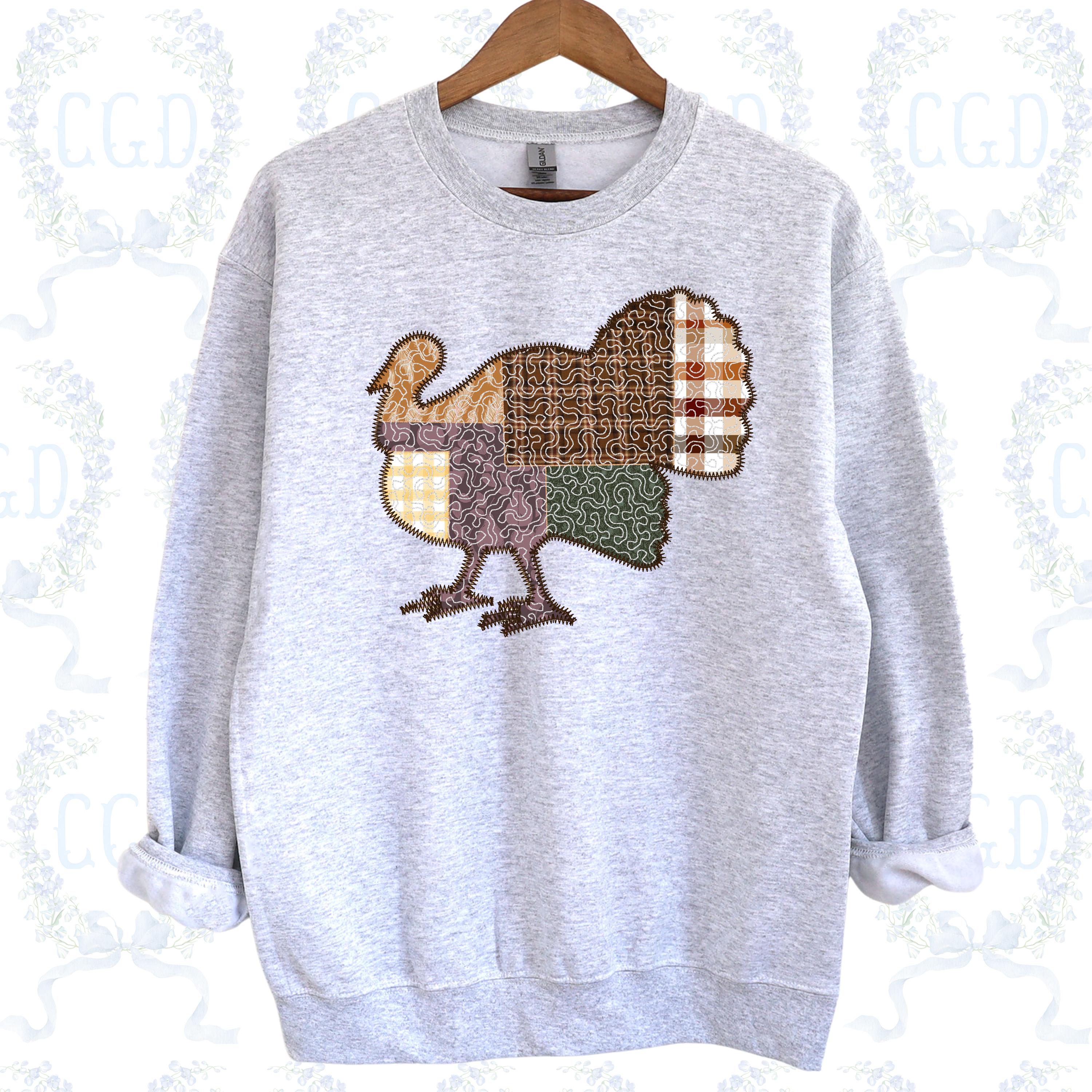 Patchwork Turkey Pattern Quilted Patchwork Farmhouse Turkey Silhouette Applique Machine ...