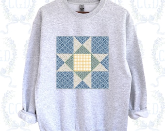 Archivo descargable de diseño de bordado a máquina de apliques de bloques de estrellas estilo granja con patchwork acolchado. Digitalización para desmotadora de algodón. Tamaños: 4, 5, 7, 8, 10 y 12 pulgadas.