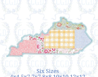 Gewatteerde patchwork staat Kentucky stoffen machine borduurwerk ontwerp downloadbestand Cotton Gin digitaliseren 4 5 7 8 10 12 inch hoepel maten