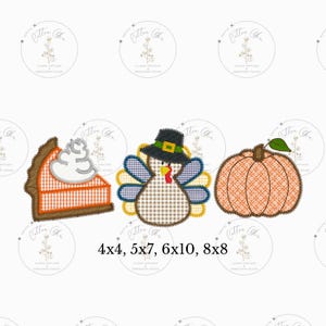 Thanksgiving Trio Fall Boy Turkey Zig Zag Applique embroidery machine design download file by Cotton Gin Digitizing 4x4, 5x7, 6x10, 8x8