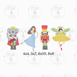 Nutcracker Ballet Suite sketch fill, quick stitch machine embroidery design download file Cotton Gin Embroidery 4x4, 5x7, 6x10, 8x8