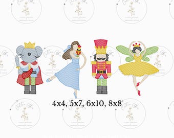 Nutcracker Ballet Suite sketch fill, quick stitch machine embroidery design download file Cotton Gin Embroidery 4x4, 5x7, 6x10, 8x8