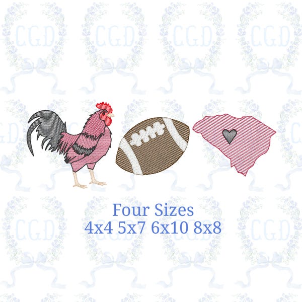 Boy Football Trio sketch fill, light fill, quick stitch embroidery machine design download file 4x4, 5x7, 6x10, 8x8 by Cotton Gin Digitizing