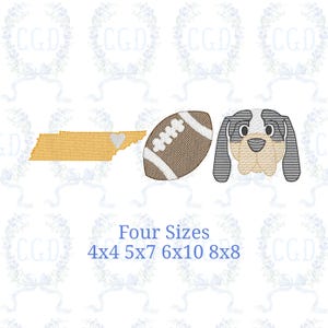 Football Trio sketch fill, light fill, quick stitch embroidery machine design download file 4x4, 5x7, 6x10, 8x8 by Cotton Gin Digitizing