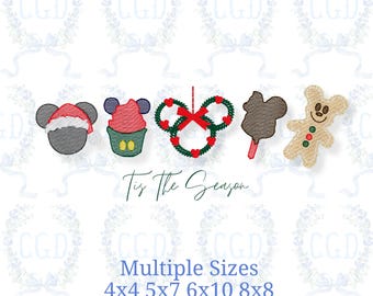 Christmas Mouse Head Theme Park Snacks sketch fill embroidery machine design download file 4x4, 5x7, 6x10, 8x8 by Cotton Gin Digitizing