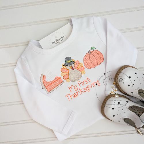 Thanksgiving Trio sketch fill, light fill, quick stitch embroidery machine design download file by Cotton Gin Digitizing 4x4, 5x7, 6x10, 8x8