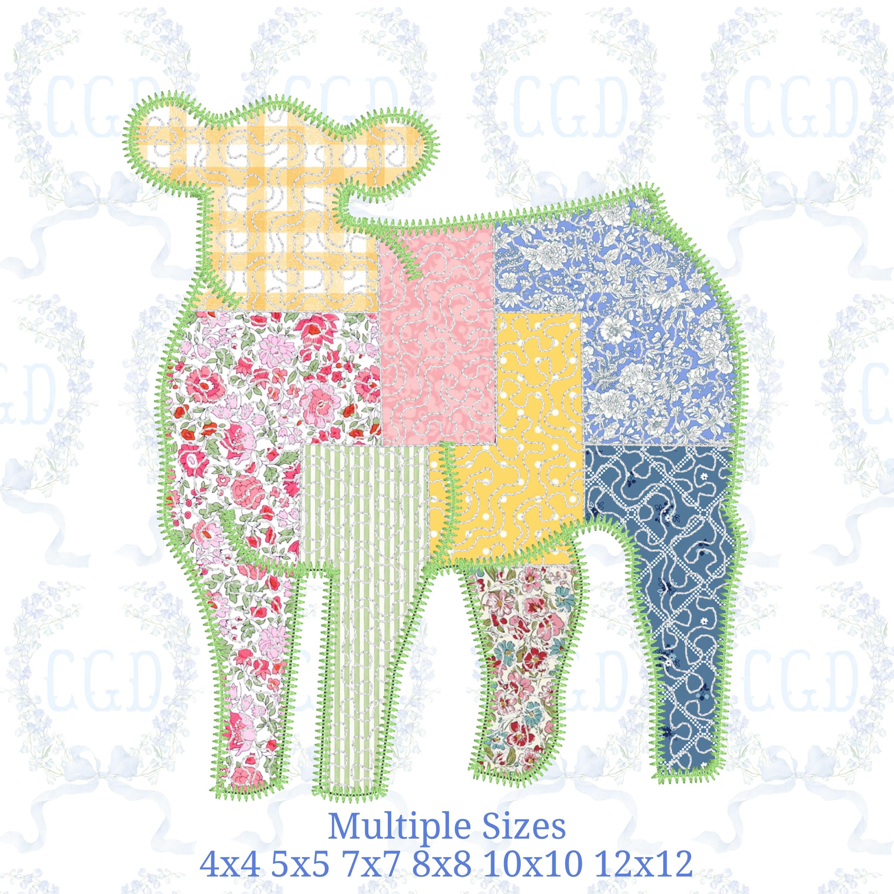 Patchwork Cow Pattern Patchwork Cow Embroidery Design, Baby Farm Animal Applique, Quilt Style ...