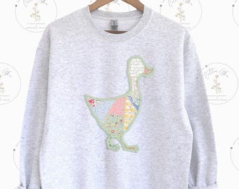 Quilted patchwork Farmhouse Duck Zig Zag Applique machine embroidery design download file by Cotton Gin Embroidery 5 different sizes