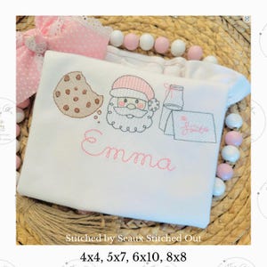 Milk and Cookies Santa Trio sketch fill, quick stitch machine embroidery design download file Cotton Gin Embroidery 4x4, 5x7, 6x10, 8x8