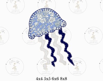 Quilted patchwork Summer Jelly Fish Blanket Applique machine embroidery design instant download blanket by Cotton Gin Digitizing four sizes
