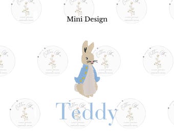 Mini Easter Bunny Peter Rabbit Cottontail dense, motif fill machine embroidery design download file three sizes by Cotton Gin Digitizing