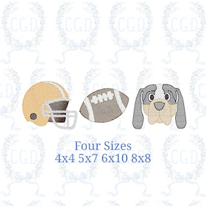 Football Trio sketch fill, light fill, quick stitch embroidery machine design download file 4x4, 5x7, 6x10, 8x8 by Cotton Gin Digitizing