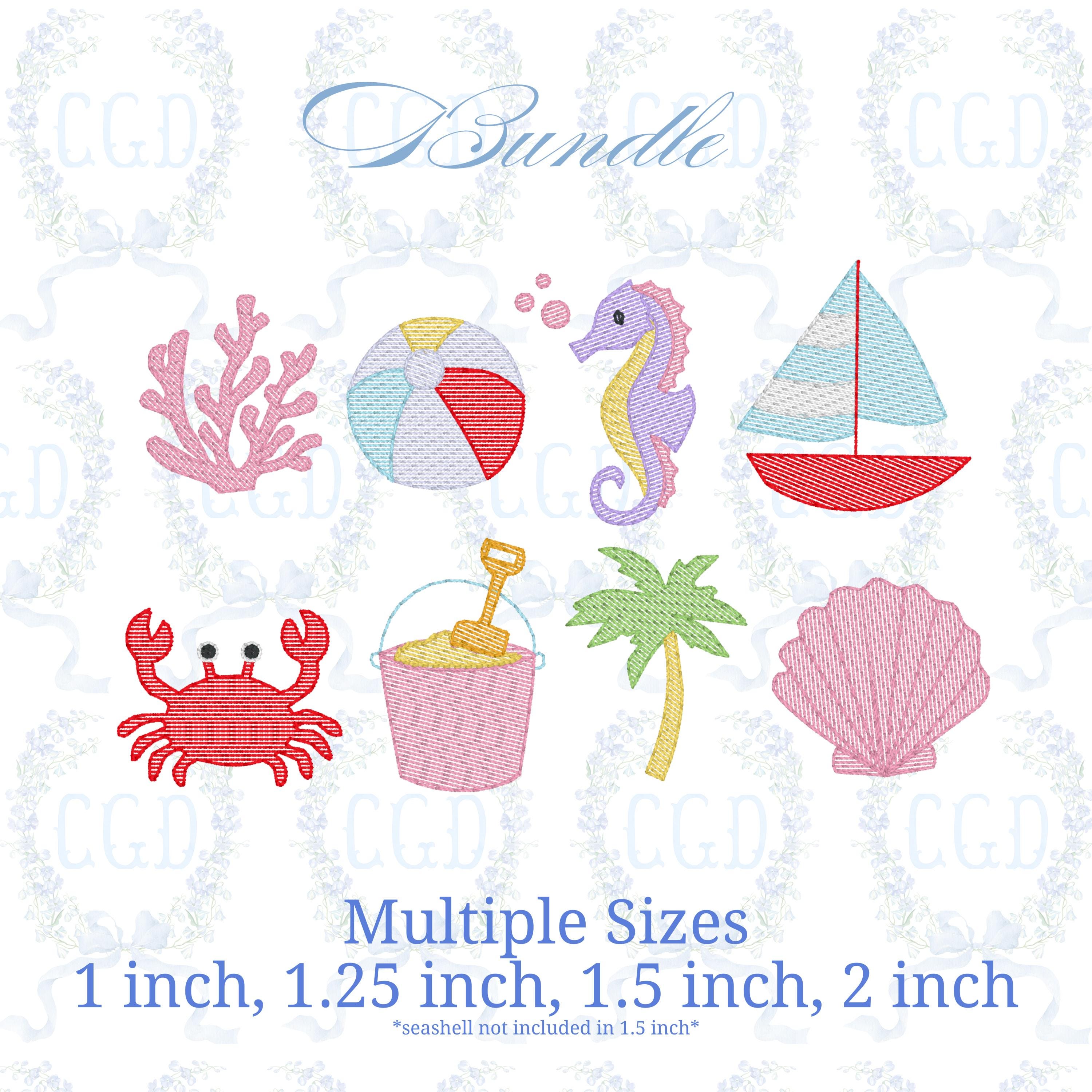 Beach Embroidery Design Bundle Icons, Summer Coastal Embroidery Files ...