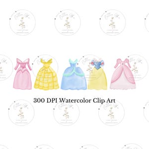 Archivo de clip art digital imprimible PNG de acuarela de niña con vestido de princesa para sublimación, transferencia de calor, artículos de papel y más, 300 dpi