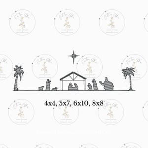 Nativity Scene Shadow Sketch Stitch Embroidery Machine Design light vintage stitch download file Cotton Gin Embroidery 4x4, 5x7, 6x10, 8x8