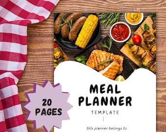 Meal Planner Template | Diet Planner | Recipe Planner | Meal organizer | Meal Plan | Editable on canva
