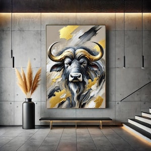 Elegant Wildlife Wall Art - Bold Animal Wall Decor for Home or Office - Wild Power - Wildebeest Abstract Art - Digital Art Prints