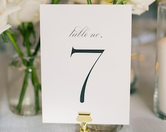 Classic Wedding Table Numbers | 5x7 Table Numbers | Traditional Reception Table Numbers | Minimalist Wedding Decor Black and White