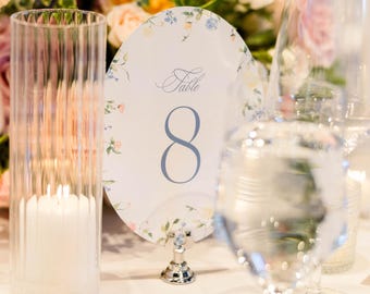 Oval Wedding Table Numbers | Botanical Floral Table Numbers | Garden Wedding Reception Decor | Watercolor Wildflower Collection
