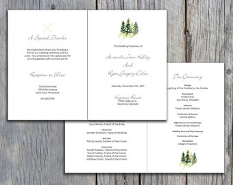 greenery design wedding program tea length wedding program